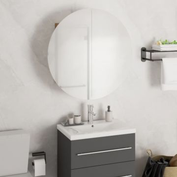 vidaXL Dulap de baie cu oglindă rotundă și LED, negru, 47x47x17,5 cm
