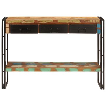 vidaXL Masă consolă, 110x30x76 cm, lemn masiv reciclat