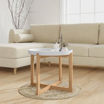 vidaXL Măsuță de cafea alb 53x53x43,5 cm lemn prelucrat&lemn masiv pin