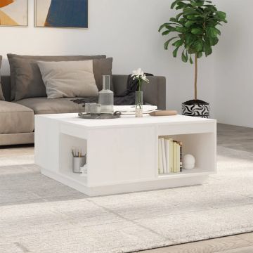 vidaXL Măsuță de cafea, alb, 80x81x36,5 cm, lemn masiv de pin