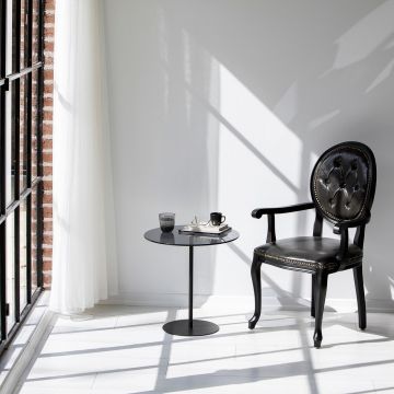 Masa de colt, Neostill, Chill-Out, 50 x 50 x 50 cm, sticla temperata/metal, negru/gri inchis