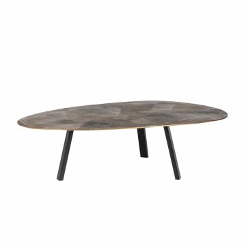 Masuta de cafea Asimetrica din Aluminiu Auriu/Negru L130xH36cm Tulum