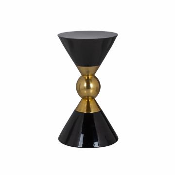 Masuta de colt Rotunda din Metal Negru/Auriu D32xH55cm Rowy