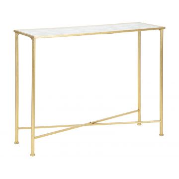 Consola din metal si sticla, Butterflies Auriu, l100xA35xH80 cm