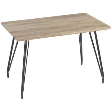 HOMCOM Masa pentru 4 persoane, masa de zi cu blat efect lemn si picioare din otel, 120x70x76cm | AOSOM RO