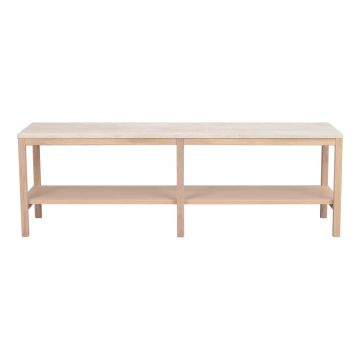 Masă consolă albă/în culoare naturală cu blat din piatră 140x40 cm Orwel - Rowico