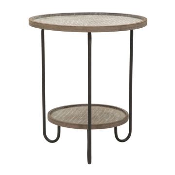 Masa de cafea din MDF si metal, Arex Small Maro / Negru, Ø48xH54,5 cm