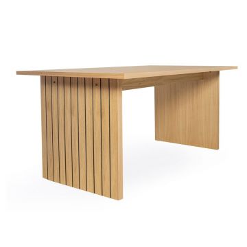 Masă de dining cu blat cu aspect de lemn de stejar 90x160 cm Stripe – Woodman