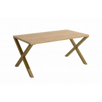 Masa din lemn de stejar, cu picioare metalice Lavista Natural / Auriu
