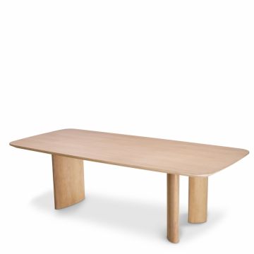 Masa Dreptunghiulara Harmonie S Eichholtz din Furnir de stejar Bej de 6-8 persoane L241xH77cm