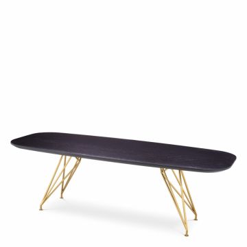 Masa Dreptunghiulara Levante Eichholtz din Furnir de stejar si Otel inoxidabil Gri inchis/Auriu de 6-8 persoane L240xH76.5cm