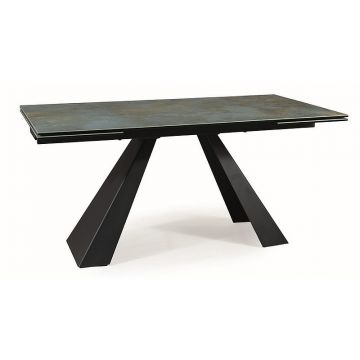 Masa extensibila din ceramica, sticla si metal, Samael Multicolor / Negru Mat, L160-240xl90xH77 cm