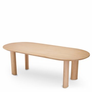 Masa Oval Mogardo S Eichholtz din Furnir de stejar Bej de 6-8 persoane L244xH77cm