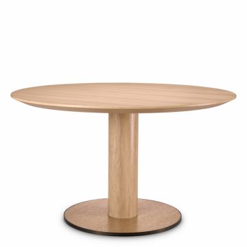 Masa Rotunda Astro Eichholtz din Furnir de stejar Bej de 4-6 persoane D132xH76.5cm