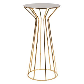 Masuta inalta, Mauro Ferretti, Simple Tall, Ø 50 x 100 cm, fier/sticla, auriu/bronz