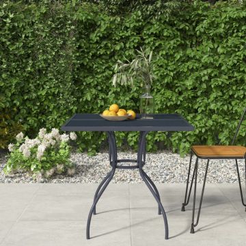 vidaXL Masă de grădină, antracit, 80 x 80 x 72,5 cm, plasă din oțel