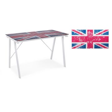 Birou Young British, Bizzotto, 113 x 58 x 73 cm, otel/sticla temperata