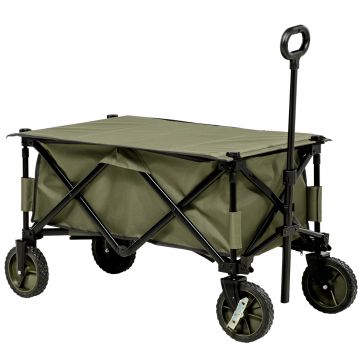 Outsunny Carucior de gradina pliabil cu roti, Carucior de camping pliabil cu placa pliabila, Carucior utilitar pentru exterior | AOSOM RO