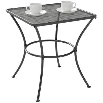 Outsunny Masuta pentru Gradina din Otel cu Blat Perforat, Masuta Patrata pentru Exterior 45x45x50 cm, Negru | AOSOM RO