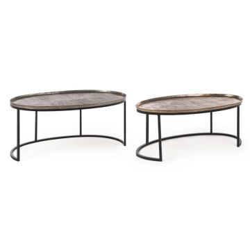 Set 2 masute de cafea Amira, Bizzotto, 97x59x41 cm, otel/aluminiu