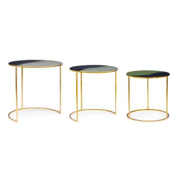 Set 3 masute de cafea Desur, Bizzotto, Ø50 x 51 cm, otel, finisaj emailat