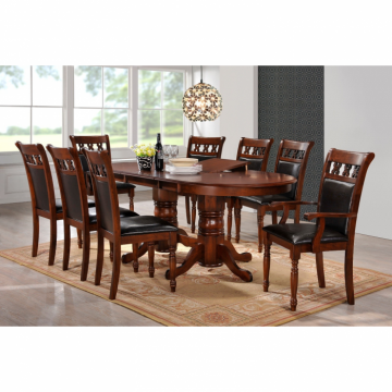 Set masa extensibila RH7038EXT cu 6 scaune RH8041C si 2 scaune RH8041CA , ovala, 8 persoane, nuc, 155 200x100x76 cm