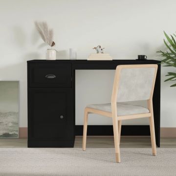 vidaXL Birou cu sertar, negru, 115x50x75 cm, lemn prelucrat