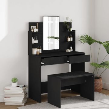 vidaXL Set măsuță de toaletă, negru, 96x40x142 cm