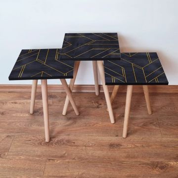 Set masute 3 piese, Leona, 3SHP156, Negru