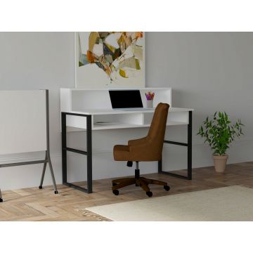 Birou, Puqa Design, Zakkum, 120x95.8x55 cm, PAL, Alb/Negru