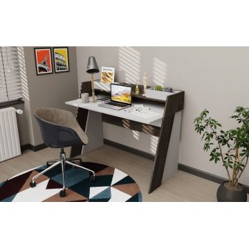 Birou, Retricy, Broklyn, 123.6x59.6x93.4 cm, PAL, Alb / Wenge