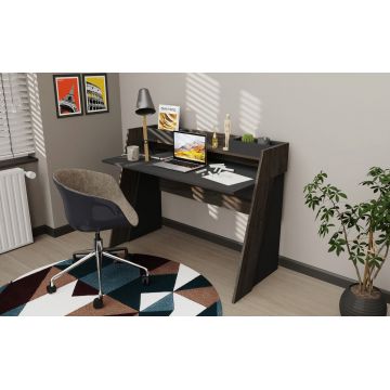 Birou, Retricy, Broklyn, 123.6x59.6x93.4 cm, PAL, Antracit / Stejar închis