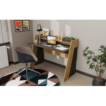 Birou, Retricy, Broklyn, 123.6x59.6x93.4 cm, PAL, Wenge / Stejar
