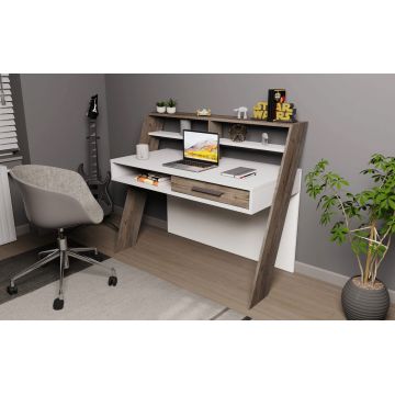 Birou, Retricy, Soho, 123.6x59.6x104.3 cm, PAL, Alb / Wenge