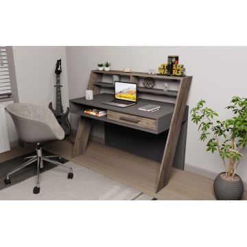 Birou, Retricy, Soho, 123.6x59.6x104.3 cm, PAL, Antracit / Stejar închis