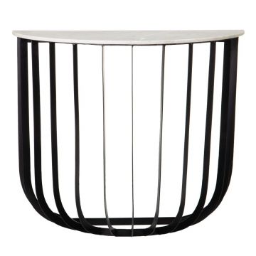 Consola din marmura si Metal Alb/Negru Lola L90xH80cm