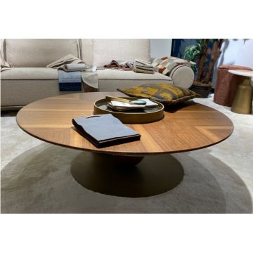 Masa de cafea din MDF si metal, Lima Nuc / Auriu, Ø115xH38 cm