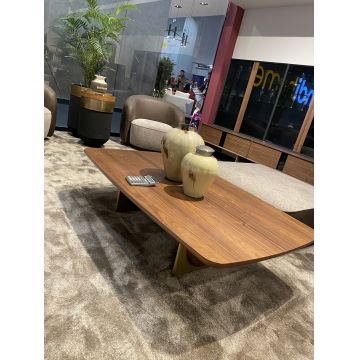 Masa de cafea din MDF si metal, Moon Nuc / Auriu, L100xl55xH35 cm