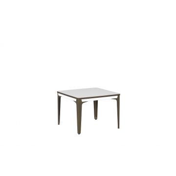 Masa de cafea din pal si metal, Plex Alb / Grej, L60xl60xH45 cm