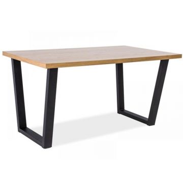 Masa dreptunghiulara din Furnir de stejar Maro/Negru de 6-8 persoane L180x90cm Aran