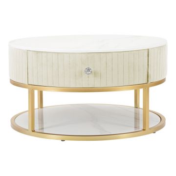 Măsuță de cafea bej rotundă ø 75 cm Montpellier - Mauro Ferretti