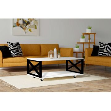 Masuta de cafea, Puqa Design, Berk, 98x33.6x60 cm, PAL, Alb/Negru