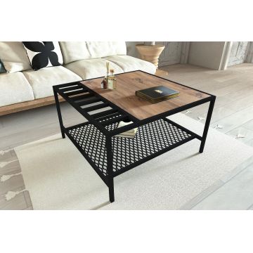 Masuta de cafea, Puqa Design, Gomis, 80x45x80 cm, PAL, Pin Atlantic / Negru