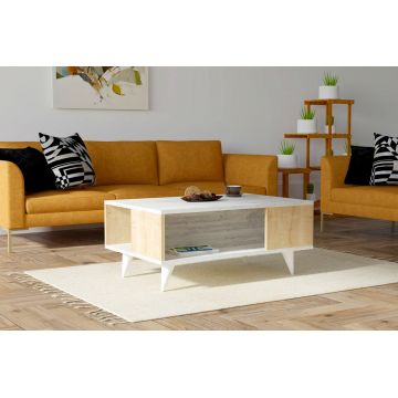 Masuta de cafea, Puqa Design, Seda, 90x39.5x60 cm, PAL, Alb / Safir