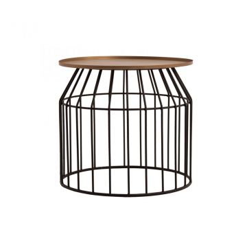 Masuta de colt NIZHNI cu blat din metal bronz/negru D50xH46cm