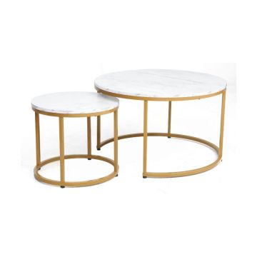 Set 2 masute Dion White/ Gold