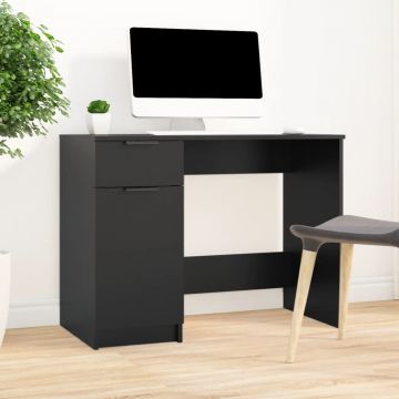 vidaXL Birou, negru, 100x50x75 cm, lemn prelucrat