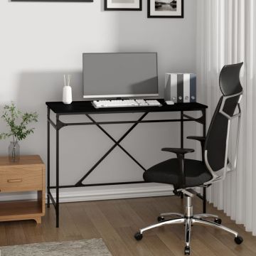 vidaXL Birou, negru, 100x50x75 cm, lemn prelucrat și fier