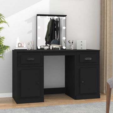 vidaXL Masă de toaletă cu LED, negru, 130x50x132,5 cm