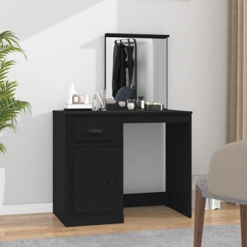 vidaXL Masă de toaletă cu oglindă, negru 90x50x132,5 cm lemn prelucrat